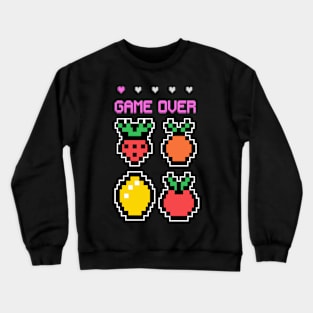 Game Over, Funny Fruity Apple, Lemon, Strawberry, Carrot Crewneck Sweatshirt